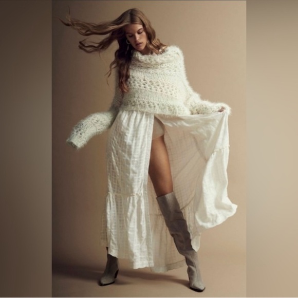 FREE PEOPLE maxi tired white Edie dress button down sz small - Picture 12 of 16